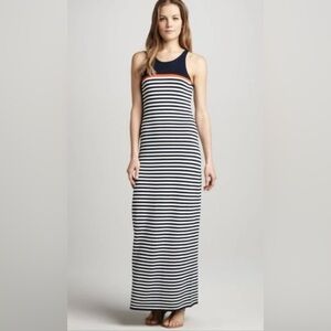 Trina Turk Striped Maxi Dress with Orange Accent Size L